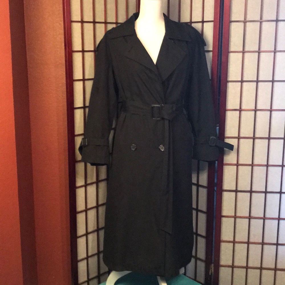 Classic Petites Y2K Flannel Lined Black Trenchcoat
